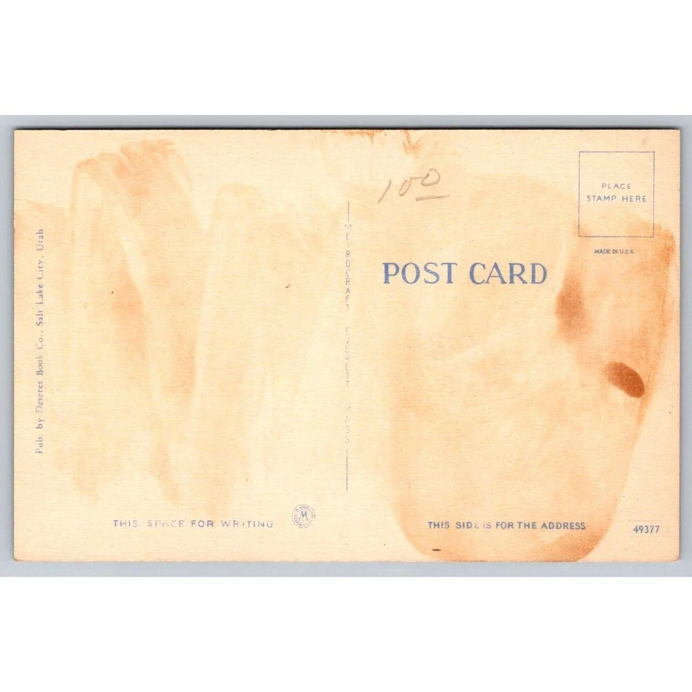 Vintage Linen Postcard Hotel Utah Salt Lake City UT Deseret Book Co #1019 Unused